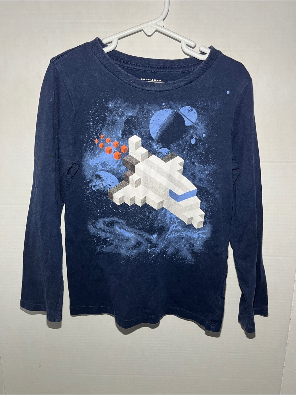 The Children's Place Navy Pixel Space Shuttle Long-Sleeve Tee